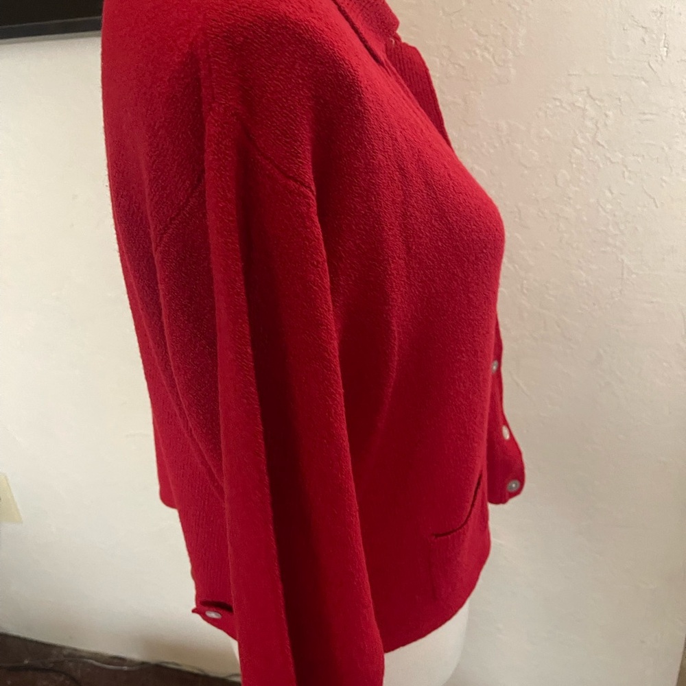 Red Button-Up Cardigan - Picture 7 of 8